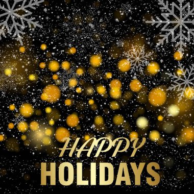 Ufuk ışık siyah zemin üzerine parlayan kar veya kar taneleri düşüyor. Vektör