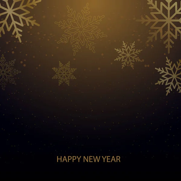 Christmas and New Year background with falling gold snowflakes. Vector — Stock Vector