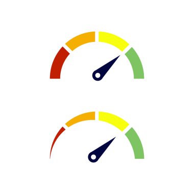 Hız göstergesi simgesiyle ok. Renkli Infographic ölçüm öğesi. Vektör çizim