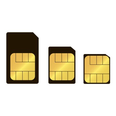 SIM kart, mikro, mini, nano vektör çizim
