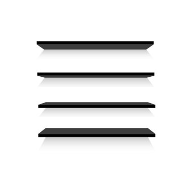 Boş siyah Dükkanı raf, perakende raflarında, 3d mağaza duvar görüntü vektör çizim