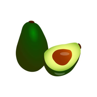 Beyaz arka plan tasarım öğesi organik gıda vecto üzerinde izole avokado adet set