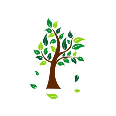 Ağaç yaprak döken yaprakları ile. Ekoloji vektör çizim