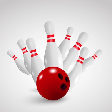 Bowling grev vektör çizim. Bowling oyun eğlence kavramı