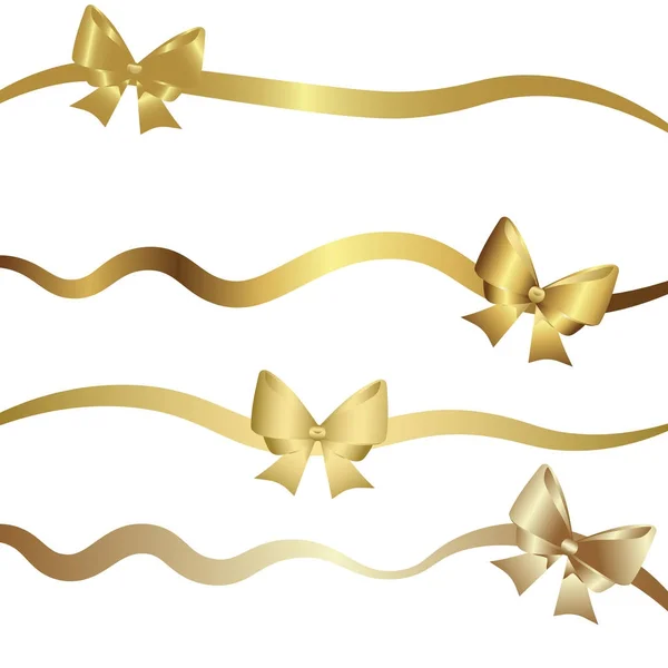 Noeuds papillon cadeau en or pour rubans. illustration vectorielle — Image vectorielle