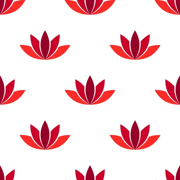Красный лотос цветок бесшовный узор. Вектор — стоковый вектор