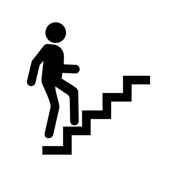 Carrière pictogram vector, man door trappen omhoog — Stockvector