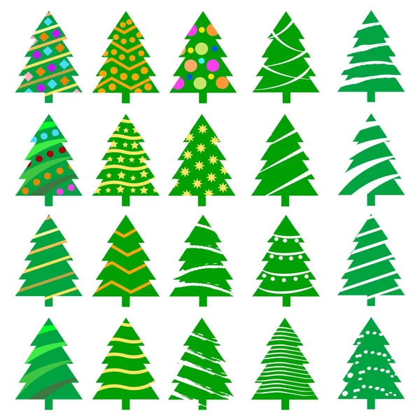 Conjunto de árvore de Natal diferente, ilustração vetorial isolada no fundo branco.. Pode ser usado para cartão de saudação, convite, banner, web design, símbolo — Vetor de Stock