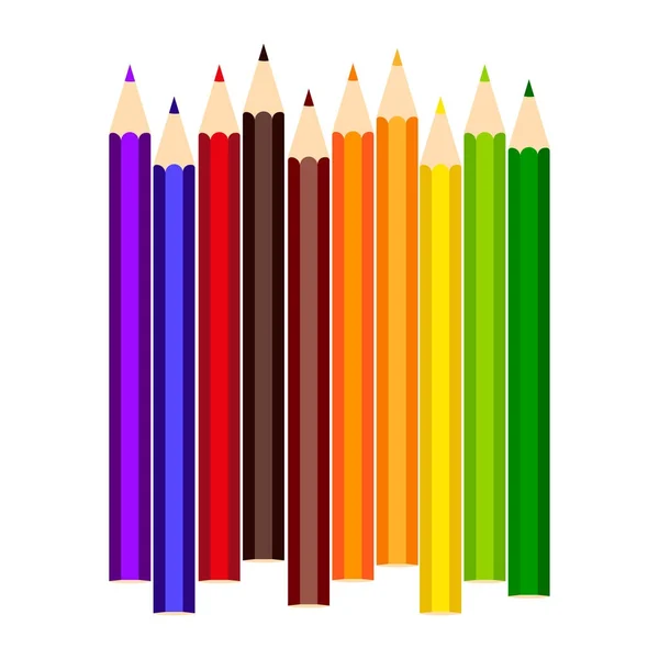 Collection de crayons colorés sur fond blanc. Illustration vectorielle — Image vectorielle