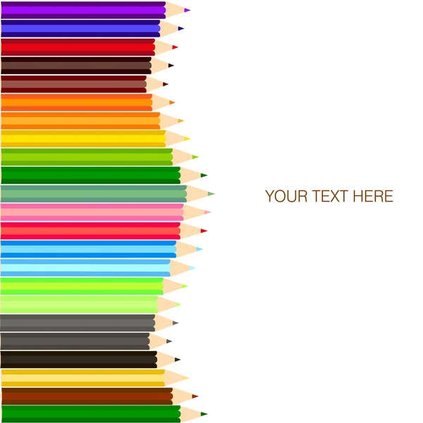 Collection of colorful pencils and place for text on white background. Vector illustration — Stock Vector