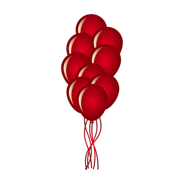 Colección de globos rojos sobre fondo blanco — Vector de stock
