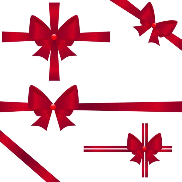 Set roter Bänder für Geschenke auf weißem Hintergrund. Vektorillustration — Stockvektor