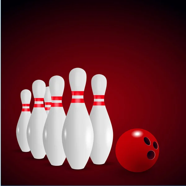 Kręgle realistycznych ilustracji tle. Bowling gry rekreacyjne koncepcja. — Wektor stockowy