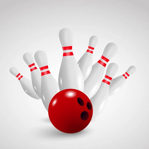 Bowling Streik Vektor Illustration. Bowling-Spiel Freizeitkonzept — Stockvektor