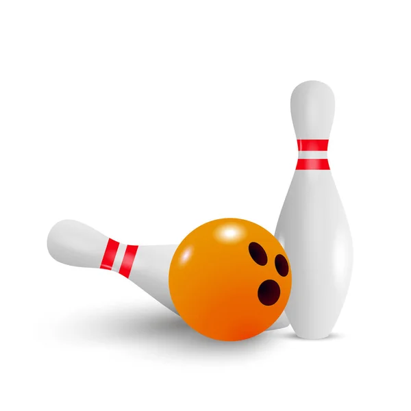 Bowling realistische afbeelding achtergrond. Bowling spel leisure concept — Stockvector