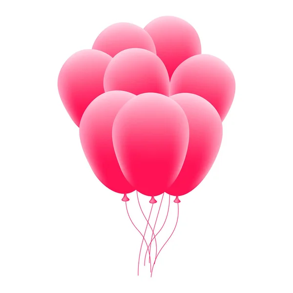 Uçan gerçekçi pembe parlak balonlar tatil kutlama öğeleri vektör. Balon grup kompozisyon — Stok Vektör