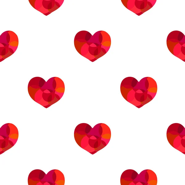 Vector red hearts seamless pattern. isolated on white background — Stock Vector