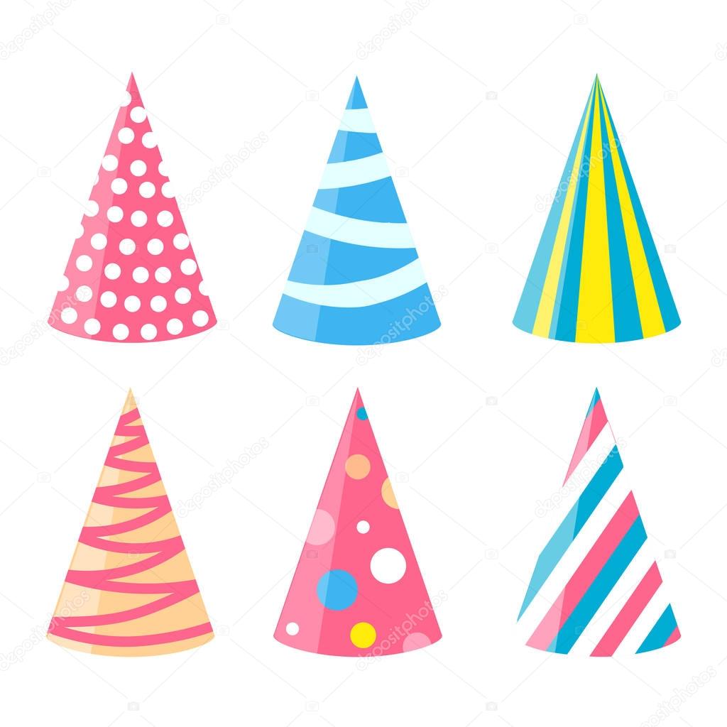 Party different hats collection for a birthday celebration, new year and other holidays