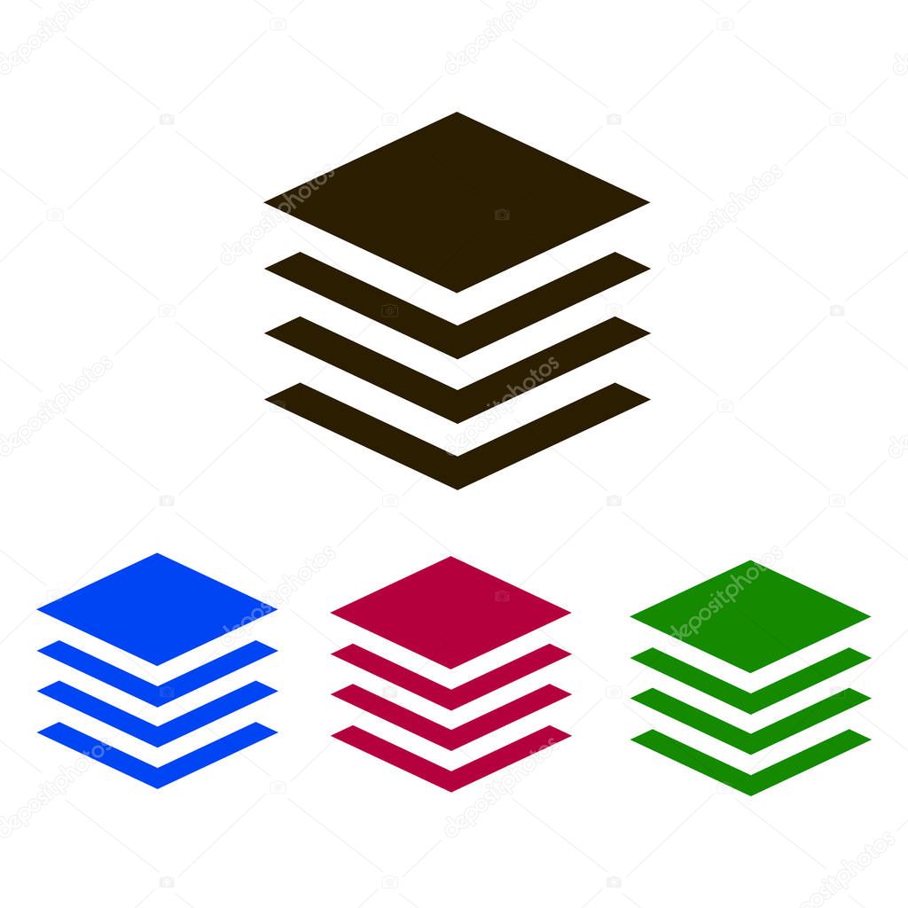 Layers icon vector. Blue, red , green, black