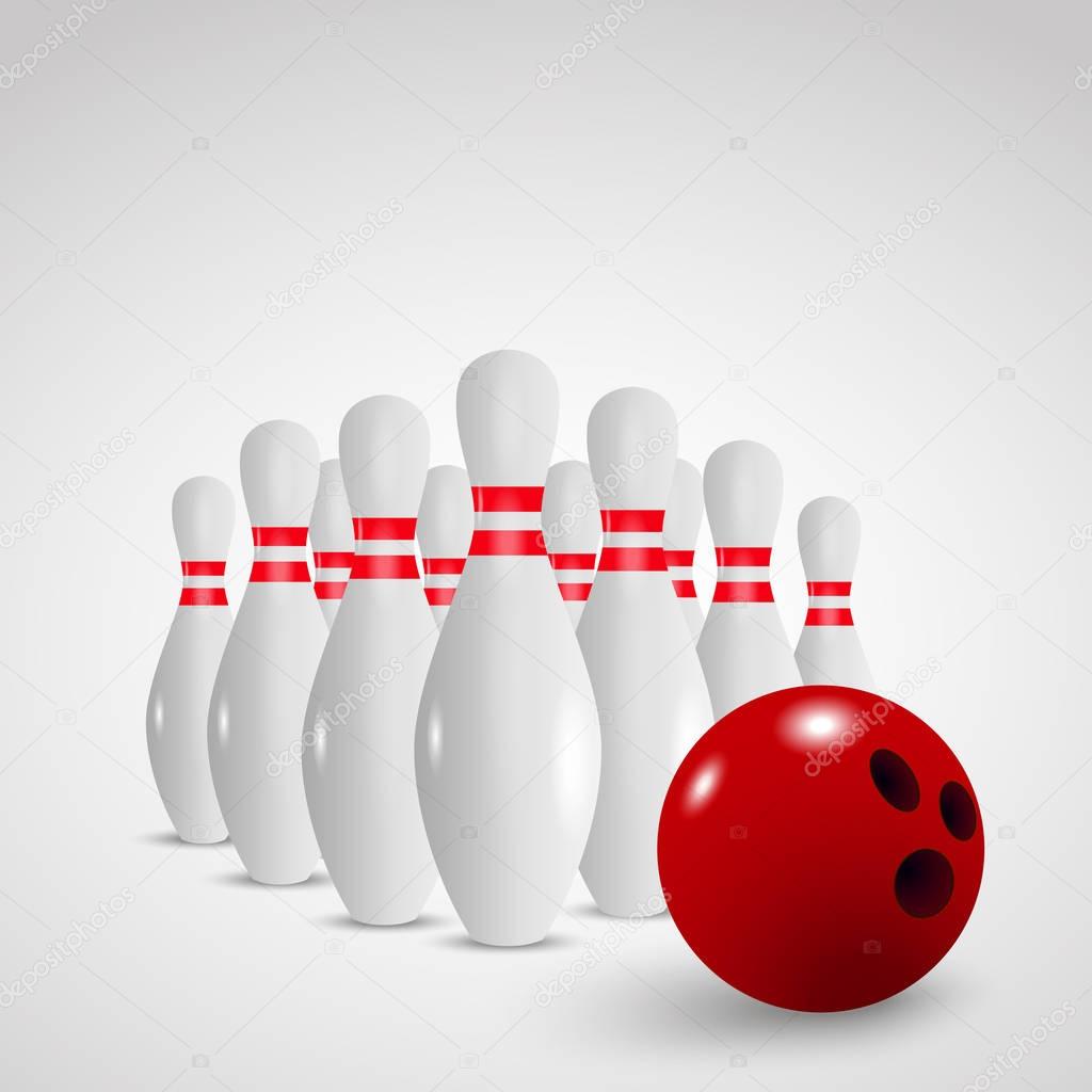 Bowling realistic illustration background. Bowling game leisure concept.