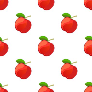 Kırmızı elma ile Seamless modeli. Beyaz arka plan üzerinde vektör çizim