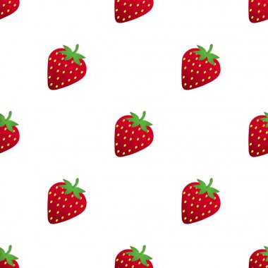Çilek ile Seamless modeli. Beyaz arka plan üzerinde vektör çizim