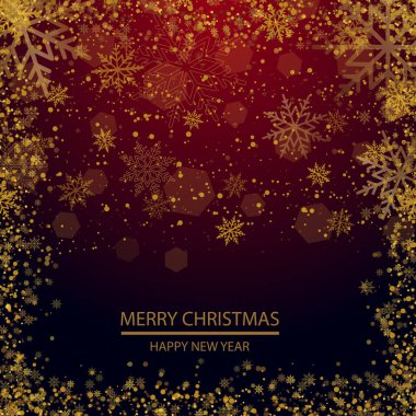 Noel tebrik kartı kar pul kırmızı arka plan ile. Vektör