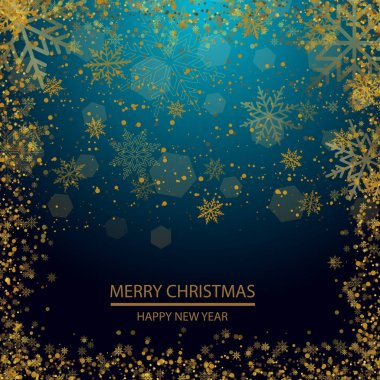 Noel tebrik kartı kar pul üzerinde mavi arka plan ile. Vektör