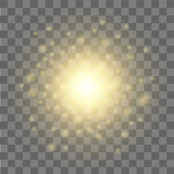 Efecto de luz brillante amarilla. Efecto abstracto de la llamarada de iluminación. Vector — Archivo Imágenes Vectoriales