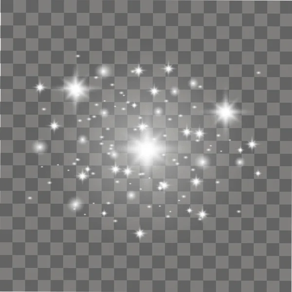 Shining light, stars on transparent background. Vector — Stock Vector