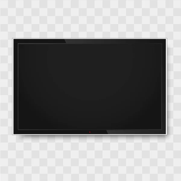 Black monitor on transparent background. TV screen, led type or lcd. Vector — Stock Vector
