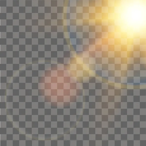 Lumière du soleil effet de lumière torche lentille spéciale sur fond transparent. Vecteur — Image vectorielle