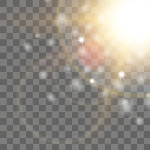 Efecto de luz de destello de lente especial sobre fondo transparente. Vector — Vector de stock
