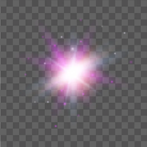 Pink star světelný efekt na průhledném pozadí. Světelný efekt záře. Vektor — Stockový vektor