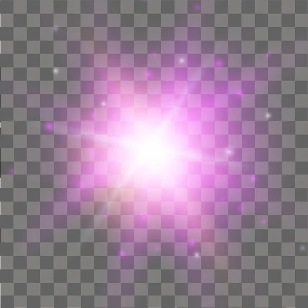 Efecto de luz de estrella rosa sobre fondo transparente. Efecto de luz brillante. Vector — Vector de stock