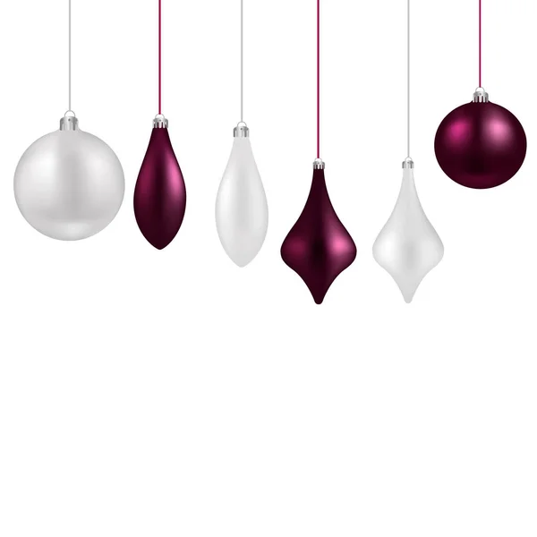 Ensemble de boules de Noël sur fond blanc. Vecteur — Image vectorielle