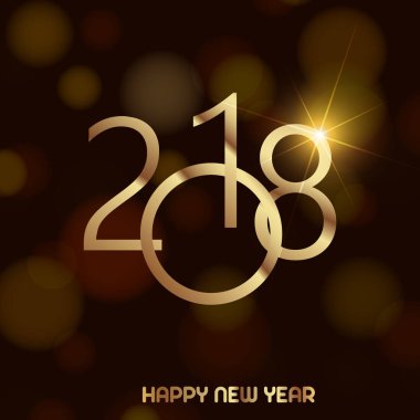 Mutlu yeni yıl arka plan üzerinde ufuk ışık altın metinle 2018. Vektör