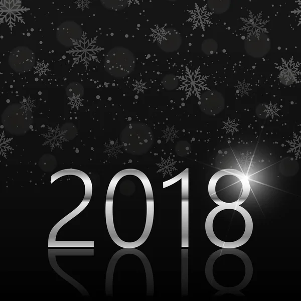 Yağan kar ve siyah arka plan üzerinde gümüş metin ile mutlu yeni yıl arka plan. Vektör