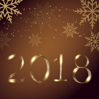 Mutlu yeni yıl arka plan ile düşen kar ve altın metin 2018. Vektör