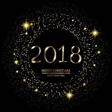 Parlayan ile mutlu yeni yıl arka plan siyah arka plan üzerine metin ışıklar. Vektör