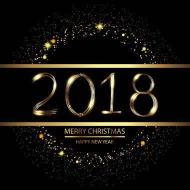 Parlayan ile mutlu yeni yıl arka plan siyah arka plan üzerine metin ışıklar. Vektör