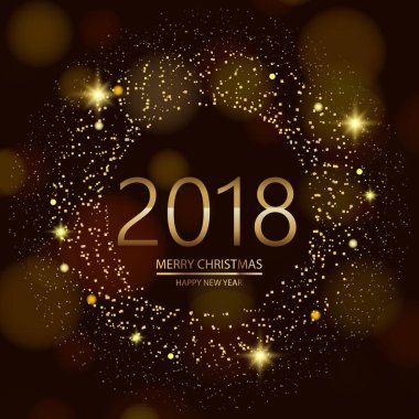 Parlayan ile mutlu yeni yıl arka plan metin ufuk arka plan üzerinde ışıklar. Vektör