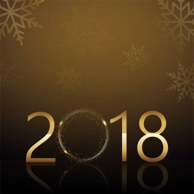 Mutlu yeni yıl arka plan ile düşen kar ve altın metin 2018. Vektör