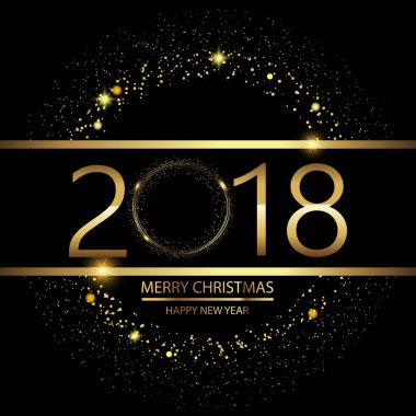 Parlayan ile mutlu yeni yıl arka plan siyah arka plan üzerine metin ışıklar. Vektör