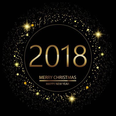 Parlayan ile mutlu yeni yıl arka plan siyah arka plan üzerine metin ışıklar. Vektör