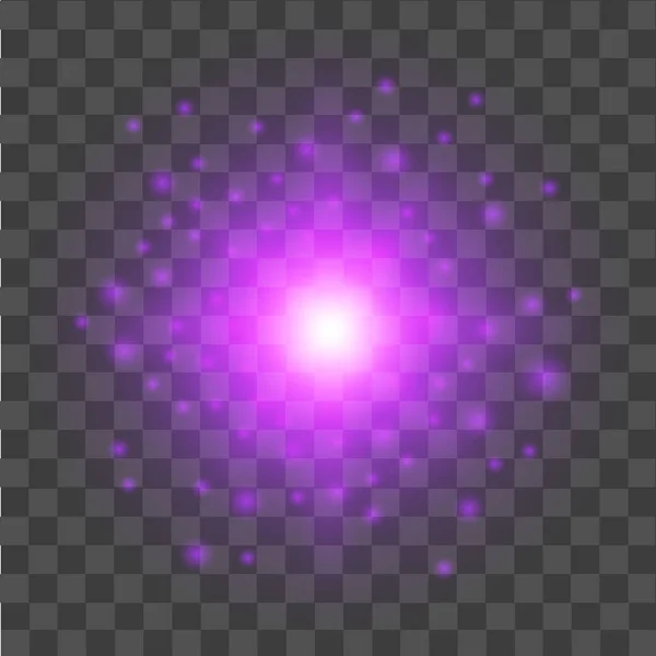 Efeito de luz estrela rosa no fundo transparente. Efeito de luz brilhante. Vetor — Vetor de Stock