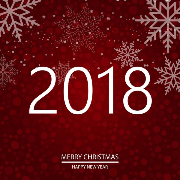Feliz Ano Novo vermelho fundo azul com queda de neve e texto de ouro 2018. Vetor — Vetor de Stock