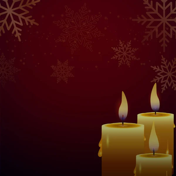 Рождественский фон со снегом и свечами. Вектор — стоковый вектор