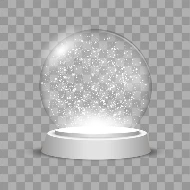 Christmas Globe with falling snow on transparent background. Vector. clipart