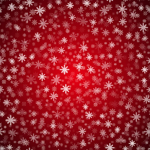 Happy New Year background with falling snowflakes on red background. Vector — Stock Vector